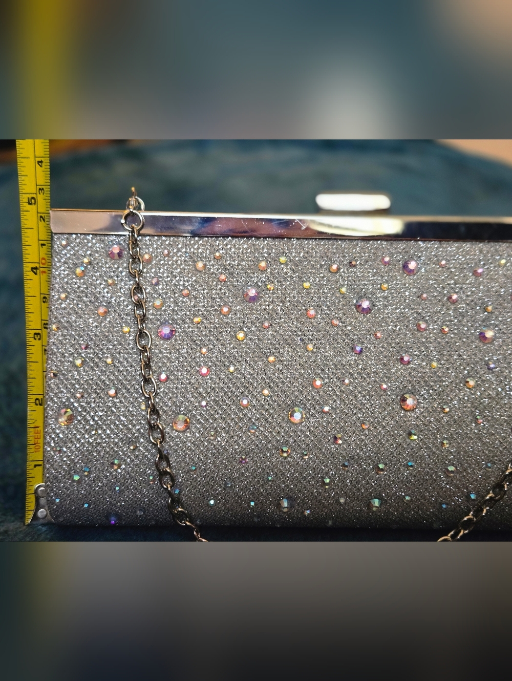 Sparkling Charming Charlie RSVP Silver Crystal Evening Clutch - Picture 8 of 9